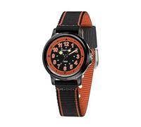 JACQUES FAREL KSB 0564 - Orologio da polso al quarzo, analogico, cinturino in tessuto, colore: Nero arancione, nero/arancione, cinghia