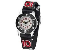 Jacques Farel KWD 5000 - Orologio da polso per bambini e ragazzi, con cinturino in tessuto nero e anello girevole analogico al quarzo