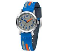 JACQUES FAREL Orologio da polso per bambini, analogico, al quarzo, con cinturino in tessuto, blu, arancione, grigio, KPS 201, Blu, cinghia