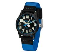 JACQUES FAREL Orologio da polso per bambini, analogico, al quarzo, con cinturino in tessuto, blu, nero, con elementi luminosi KLM 02, Blu, cinghia