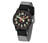 JACQUES FAREL Orologio da polso per bambini, analogico, al quarzo, con cinturino in tessuto, grigio, nero, con elementi luminosi KLM 04, nero/grigio, cinghia
