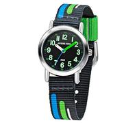 JACQUES FAREL Orologio da polso per bambini, analogico, al quarzo, con cinturino in tessuto, nero, blu, verde, KPS 403, verde, cinghia