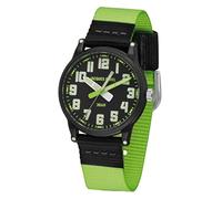 JACQUES FAREL Orologio da polso per bambini, analogico, al quarzo, con cinturino in tessuto, verde, nero, con elementi luminosi KLM 03, verde, cinghia