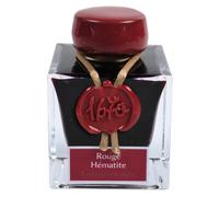 Herbin 15026JT - Inchiostro pigmentato oro 1670 per penna stilografica, roller, pennino in vetro e porta pennino 50 ml, Rosso (Ematite)