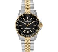 JACQUES LEMANS 1-2205 Orologio da uomo Liverpool Diver con cinturino in silicone e superficie in pelle o con cinturino in metallo 41 mm data 20 ATM, Bicolore/nastro in metallo