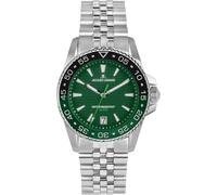JACQUES LEMANS 1-2205 Orologio da uomo Liverpool Diver con cinturino in silicone e superficie in pelle o con cinturino in metallo 41 mm data 20 ATM, Verde / cinturino in metallo