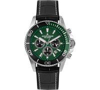 JACQUES LEMANS 1-2206 Orologio da uomo Liverpool Diver con cinturino in silicone e superficie in pelle o con cinturino in metallo 44 mm cronografo 20 ATM, verde/cinturino in pelle