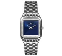 JACQUES LEMANS 1-2219B Anversa Orologio Donna Acciaio Inossidabile Argento/Blu Cristallo Lunetta Quarzo 5 ATM Vetro Minerale