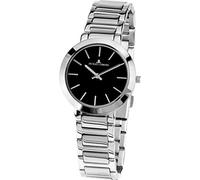 Jacques Lemans Orologio da donna analogico al quarzo 32016566, argento/nero, misura unica, Bracciale