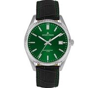 JACQUES LEMANS Orologio da uomo 'Anniversario collezione 50 anni' Derby 40 mm 10 ATM data con cinturino in pelle 50-3 in diverse varianti, argento/verde