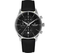 JACQUES LEMANS Orologio da uomo cronografo serie London 40 mm diametro 5 ATM 1-2163A in diverse varianti, Nero / cinturino in pelle, cinghia