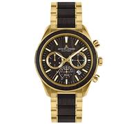 JACQUES LEMANS Orologio da uomo, Eco Power, cronografo in acciaio inox massiccio con cinturino in pelle di mela, modello 1-2115, Marrone/oro, misura unica, Bracciale