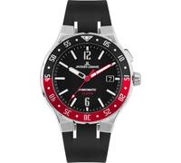 JACQUES LEMANS Orologio da uomo Hybromatic, cronografo in acciaio inox massiccio con cinturino in silicone, modello 1-2109, Nero/rosso, misura unica, cinghia