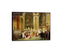 Jacques Louis David Poster Napoleone Incoronazione Stampa su tela Riproduzione di un famoso dipinto Rinascimentale Decorazione murale fantastica per il soggiorno 65x50cm(26x19in)Cornice nera