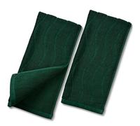 Jacquotha Set di 2 asciugamani in tessuto jacquard verde foresta, a righe ondulate, per bagno e cucina, idea regalo (33 x 73 cm, 100% cotone)
