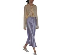JACTZ Gonna Donna Elegante Donne Gonne Raso Seta A-Line Gonna Ufficio Lungo Estate Gonna Donne Moda-B,XL