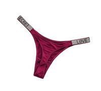 JACTZ Perizoma Donna Raso Ricamo G String Thongs Panties Donne Brief Vita Bassa Biancheria Intima delle Donne Lingere Panty-Wine Red Thong,L,3Pc