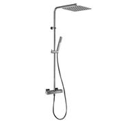 Jacuzzi Colonna Doccia - Glint - Rettangolare con Deviatore e Flessibile di Collegamento - Kit per Doccia e Vasca - Metallico Lucidato - Mod. 0IQ00199JA00