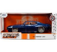 Jada 1:24 Big Tempo Muscolo 1971 Pontiac Gto Blu Scuro 33545