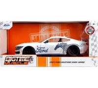 Jada 1:24 Big Tempo Muscolo 2024 Ford MUSTANG Scuro Cavallo - Bianco W/Immagini