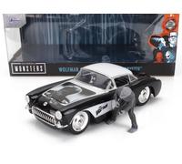 JADA 1/24 CHEVROLET CORVETTE WOLFMAN FIGURE 1957 NERO BIANCO MODELLINO AUTO