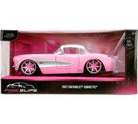Jada 1/24 Scala PINK SLIPS 1957 Chevrolet Corvette Rosa Con Bordo Argento