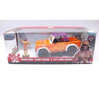 JADA 1/24 TOYS FORD BRONCO 1973 W/MACHO MAN FIGURE MODELLINO STATICO DIECAST