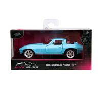 Jada 1/32 Scala - Modellino - Rosa Scivola - 1966 Chevy Corvette Blu - 34852