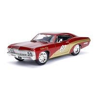Jada 1967 Chevrolet Impala SS #67 in oro rosso rubino con strisce dorate Bigtime Muscle 1/24 modellino auto pressofuso by 30529