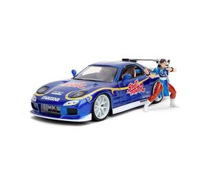JADA 30838 MAZDA RX-7 CON FIGURA CHUN-LI BLU HOLLYWOOD GIDES 1993 1/24