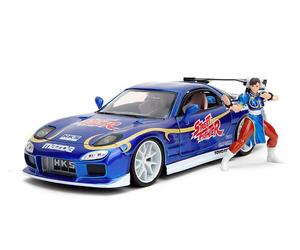 JADA 30838 MAZDA RX-7 CON FIGURA CHUN-LI BLU HOLLYWOOD GIDES 1993 1/24