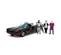 JADA 33737 DC COMICS BATMOBILE DELUXE CON BATMAN ROBIN JOKER PINGUINO NERO 1966