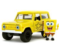 JADA 35467 FORD BRONCO CON FIGURA BOB LA SPUGNA GIALLO HOLLYWOOD RIDES 1973 1/24