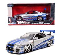 Jada 97158 1:24 Brian Nissan Skyline GTR R34 Fast & Furious Argento/Blu Nuovo