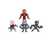 Jada - Confezione da 4 figure Avengers realizzate in metallo pressofuso, Iron Man, Capitan America, Black Panther, Antzman, 7 cm, a partire da 8 anni (253222014)