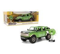 Jada Hollywood Rides M&M'S 2021 Ford Bronco con Green M&M'S - Auto in metallo pressofuso con porte apribili, scala 1:24, età 8+, giocattolo da collezione per bambini e adulti