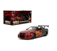 Jada 2002 Nissan Skyline GT-R (R34) RHD (Guida a destra) Rosso Metallizzato e Nero Godzilla vs Destoroyah (1995) Film Hollywood Rides Serie 1/24 Diecast Model Car