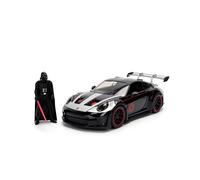 Jada Toys Star Wars Darth Vader Porsche 911 GT3 RS Die-Cast Auto 1:24 con Statuetta, Porte e Cofano apribile, Ruota Libera, 19 cm, Nero