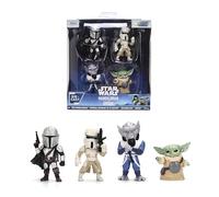 Jada Star Wars Metalfigs 4-Pack Wave 2 - The Mandalorian, Imperial Remnant AT-RT Driver, Zeb Orrelios, Grogu Die-Cast Figure Scala 2,5 pollici - Set di giocattoli stilizzati