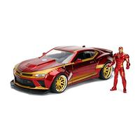 Jada Toys 99724r - Modello 2016 CHEVY CAMARO Con Figura Iron Man 1/24 DIE CAST Marvel - Rosso/Oro
