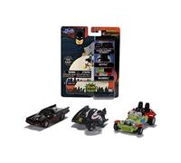 Jada Toys Batman 253211001 - Set di 3 auto da collezione Nano da Die-cast, Batcycle, Joker Batmobile, 4 cm, a partire da 8 anni