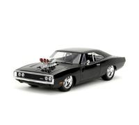Jada Toys - Fast and Furious Auto Dom`s Dodge Charger Street (1:24, nero) - Modellino auto 1970 Dodge Charger R/T in Fast & Furious, auto giocattolo in metallo a partire da 8 anni con parti apribili,