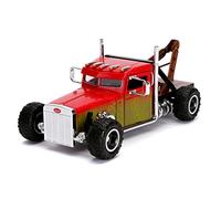 Jada Toys Fast & Furious Hobbs and Shaw Custom Peterbilt Truck, auto modello tuning in scala 1:24, porte apribili, ruota libera, rosso/giallo