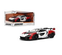 Jada Toys Hyper-Spec 1:24 McLaren Senna - Auto pressofusa - Porte apribili, cofano, bagagliaio, pneumatici in gomma (bianco/rosso/nero)