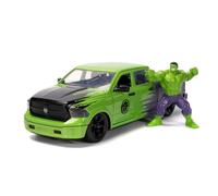 Jada TOYS Marvel 1/24 Hollywood Rughe 2014 Ram 1500 con Hulk Figurina, Verde/Viola