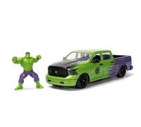 Jada Toys Marvel Hulk Figura con Modellino Auto 2014 Dodge Ram 1500 - Set di personaggi Marvel Avengers da collezione (6 cm) e auto giocattolo (20 cm) per gli appassionati di Marvel e i bambini dagli