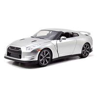 Jada Toys - Modellino auto Fast and Furious 1:24 - Brian`s Nissan GT-R R35 (argento) in Fast & Furious, la Cast Auto di Brian O`Conner con parti apribili, 19 cm, a partire da 8 anni