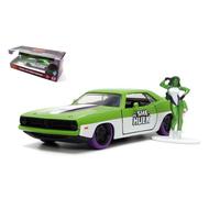 Jada Toys PLYMOUTH BARRACUDA "THE SAVAGE SHE HULK" W/FIGURE GREEN/WHITE 1:32