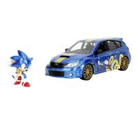 Jada Toys Sonic The Hedgehog Auto Subaru Impreza WRX STI 2012 (19 cm) con figura (6 cm) - Modellino auto con ante apribili, set di giocattoli in metallo per fan e bambini dagli 8 anni in su