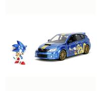 Jada Toys Sonic The Hedgehog Auto Subaru Impreza WRX STI 2012 (19 cm) con figura (6 cm) - Modellino auto con ante apribili, set di giocattoli in metallo per fan e bambini dagli 8 anni in su